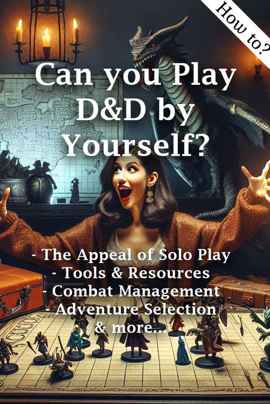 An illustration of an excited D&D player playing through a solo campaign.