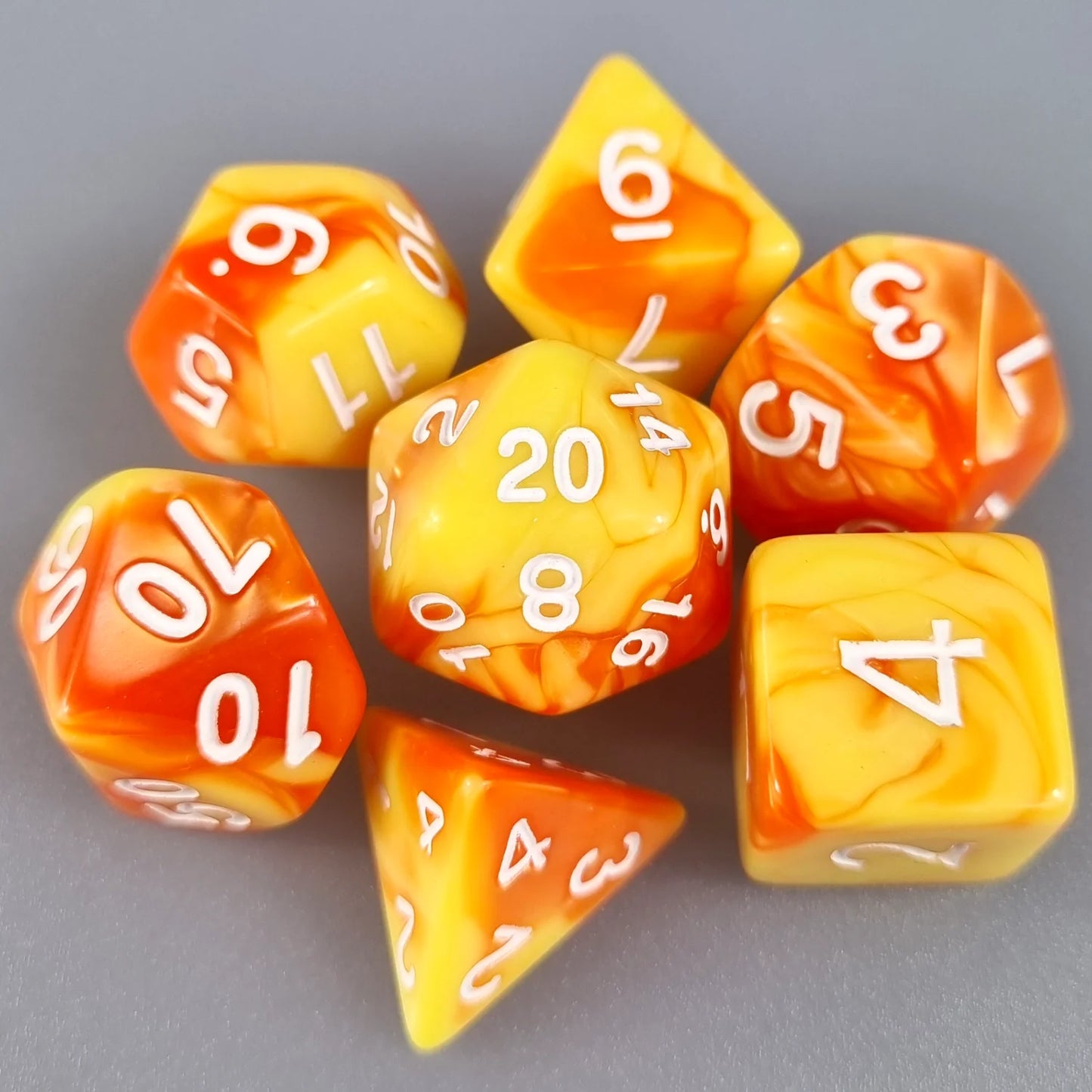 Orange & Yellow Dual Swirl Dungeons & Dragons Dice Set