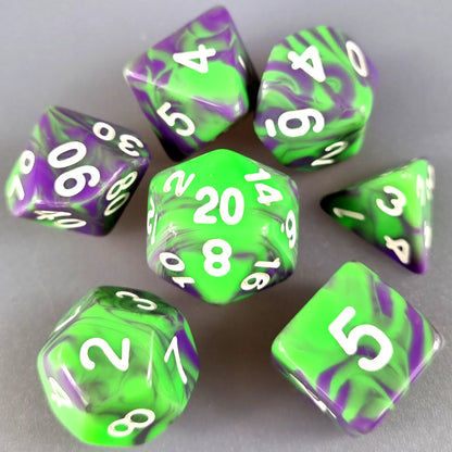Purple & Green Dual Swirl Dungeons & Dragons Dice Set