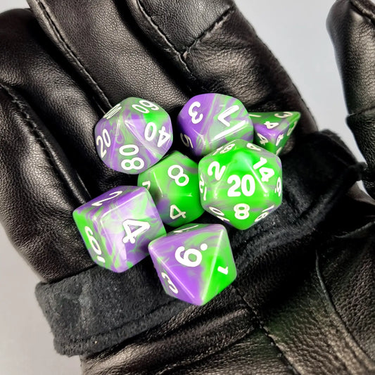 Purple & Green Dual Swirl Dungeons & Dragons Dice Set