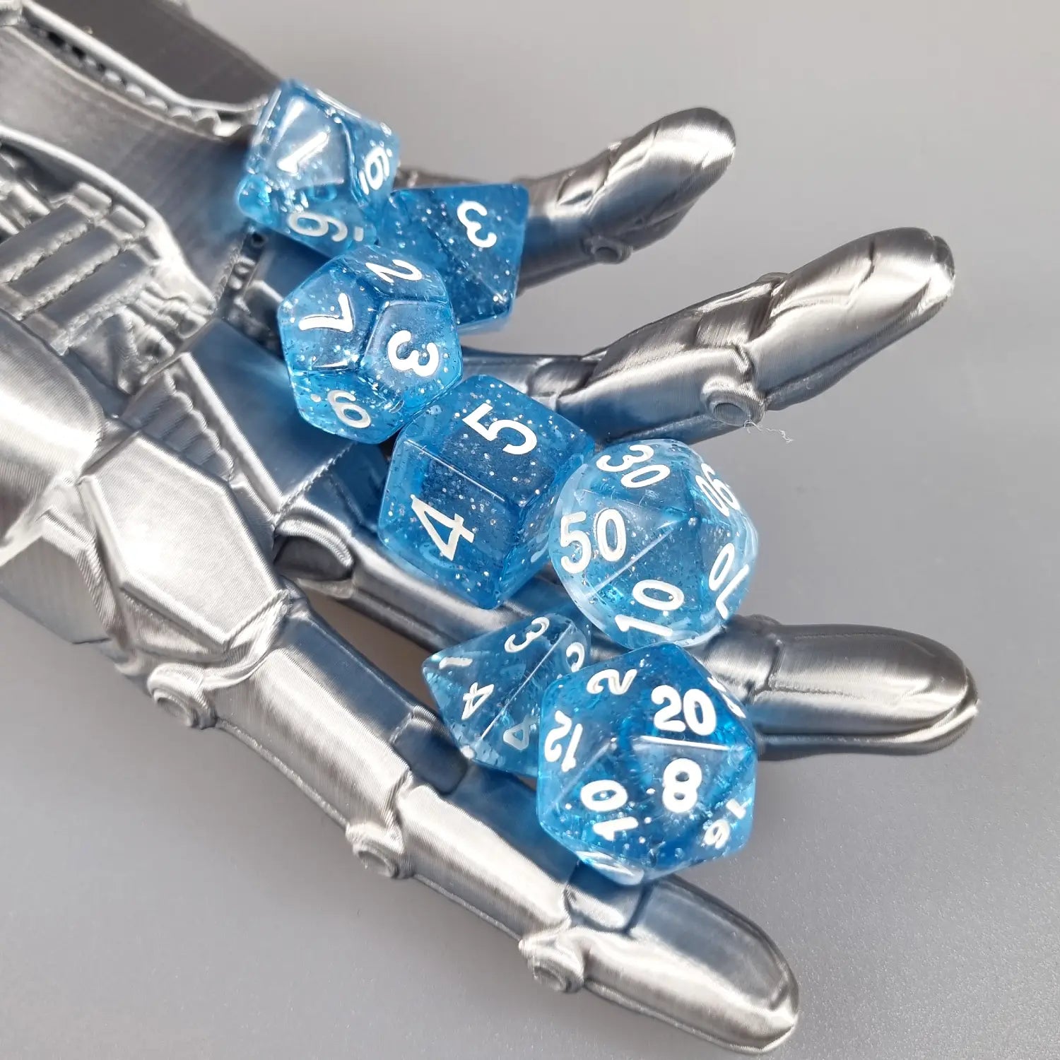 Blue Translucent Glitter Dungeons & Dragons Dice Set