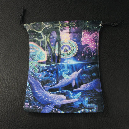 Enchanted Jungle River Fantasy Drawstring Dice Bag