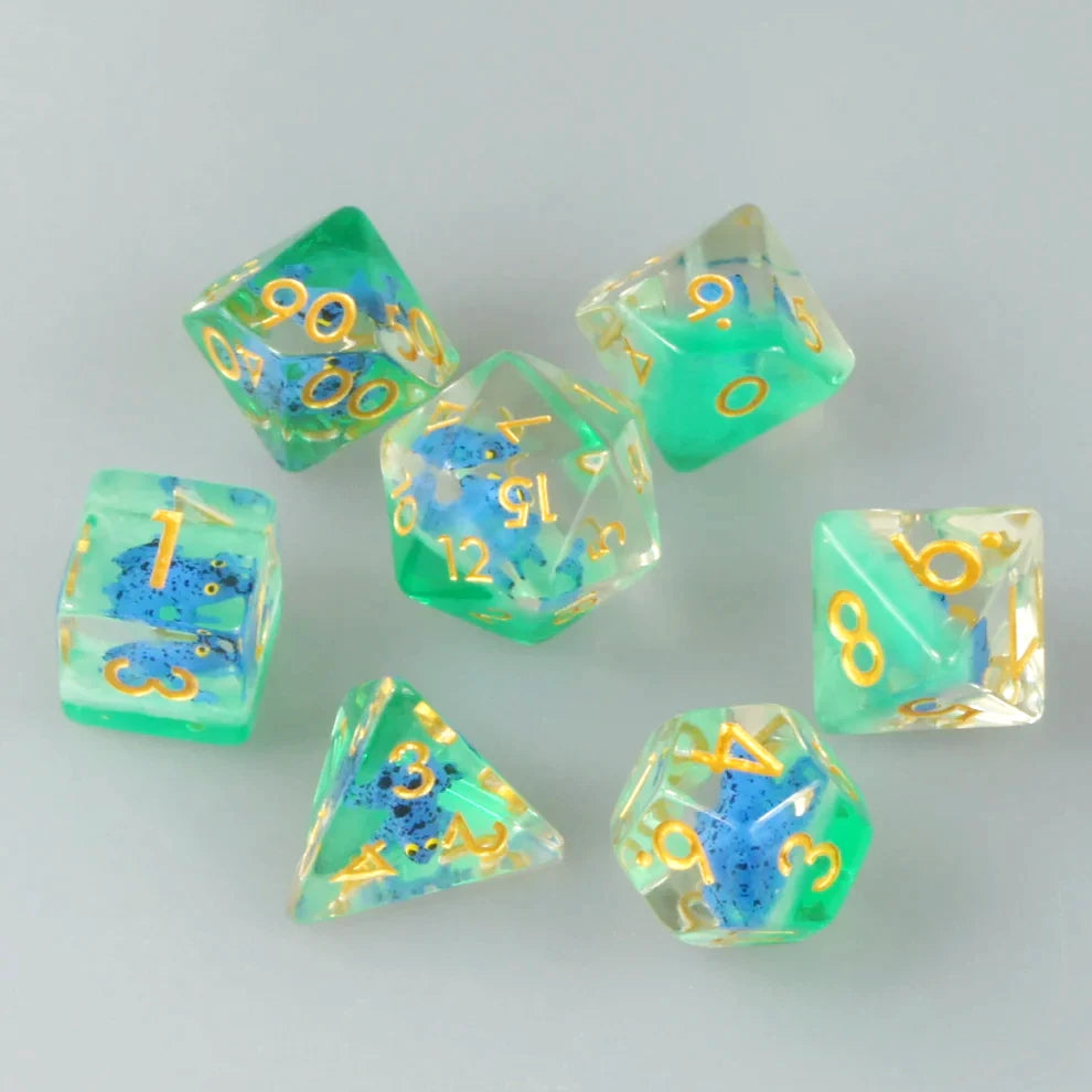 Azureus Blue Poison Dart Frog DnD Dice Set