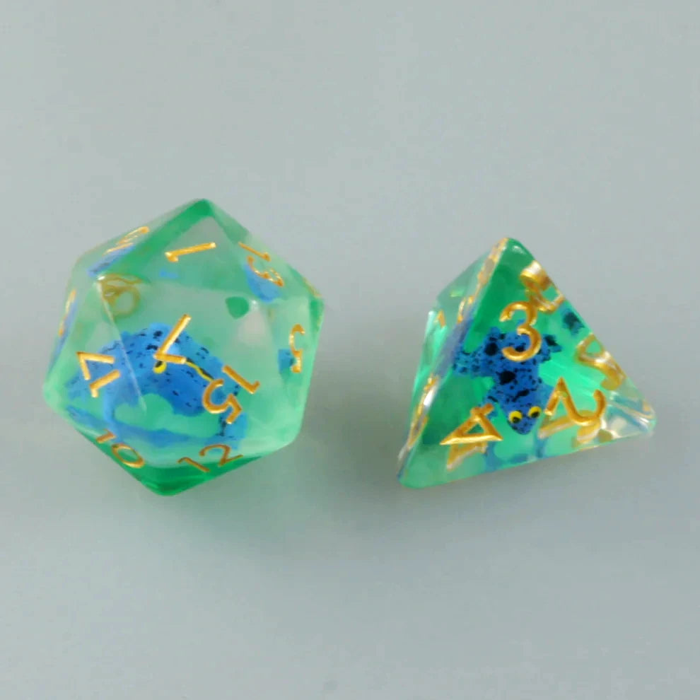 Azureus Blue Poison Dart Frog DnD Dice Set