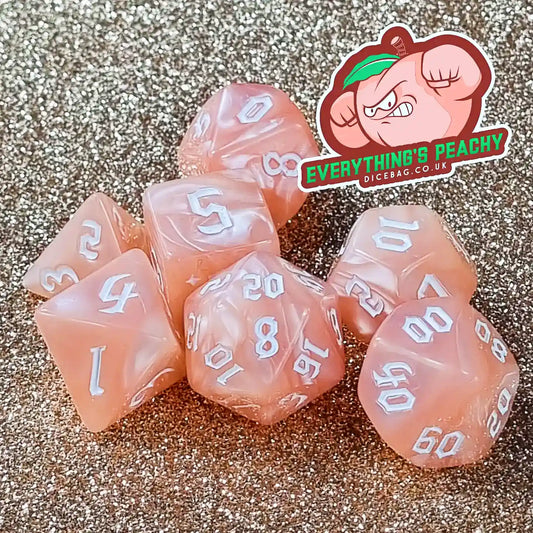 Everything's Peachy - Acrylic Dungeons & Dragons Poly Dice Set - Light Pink