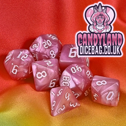 Candyland - Pink Acrylic Dungeons & Dragons Polyhedral Dice Set
