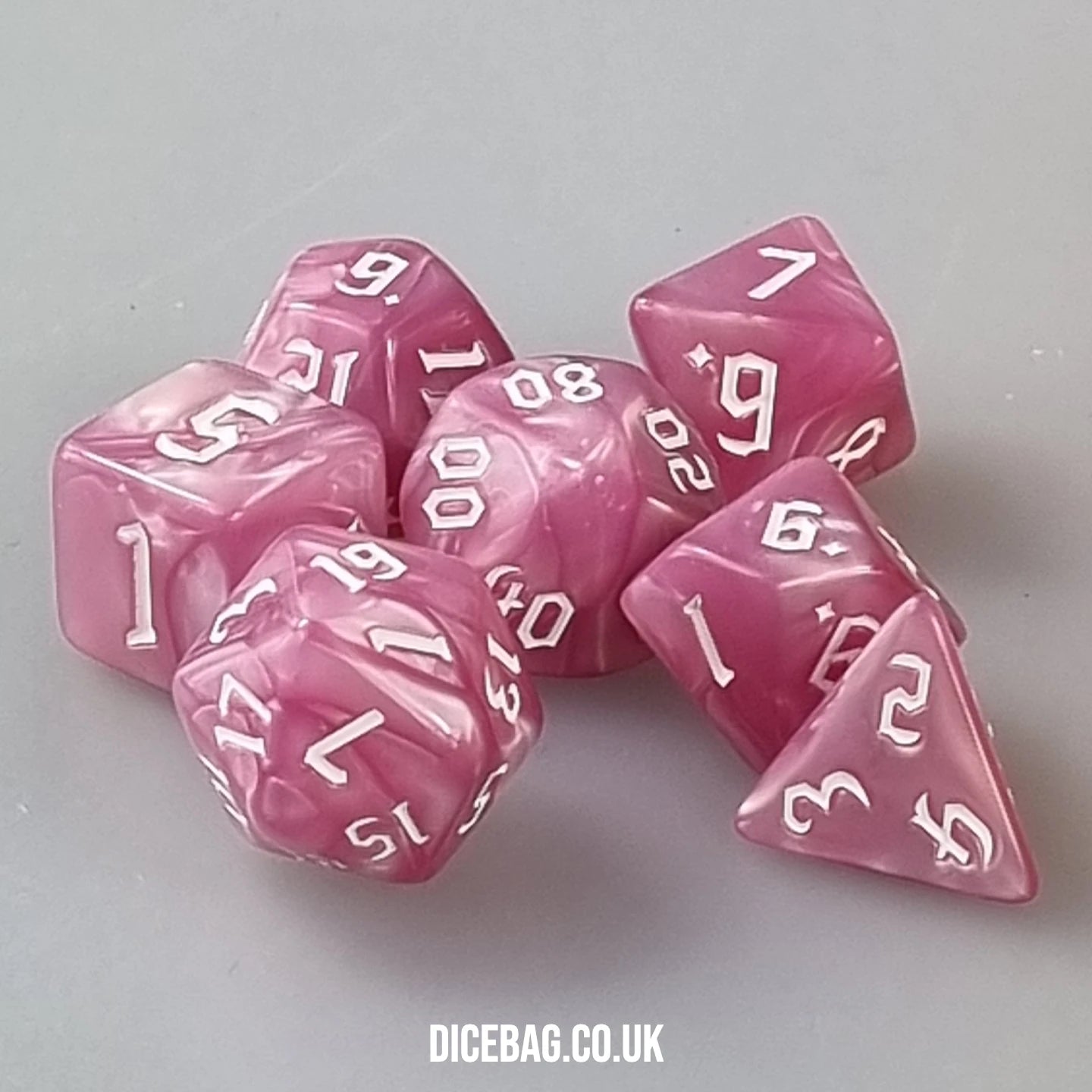 Candyland - Pink Acrylic Dungeons & Dragons Polyhedral Dice Set