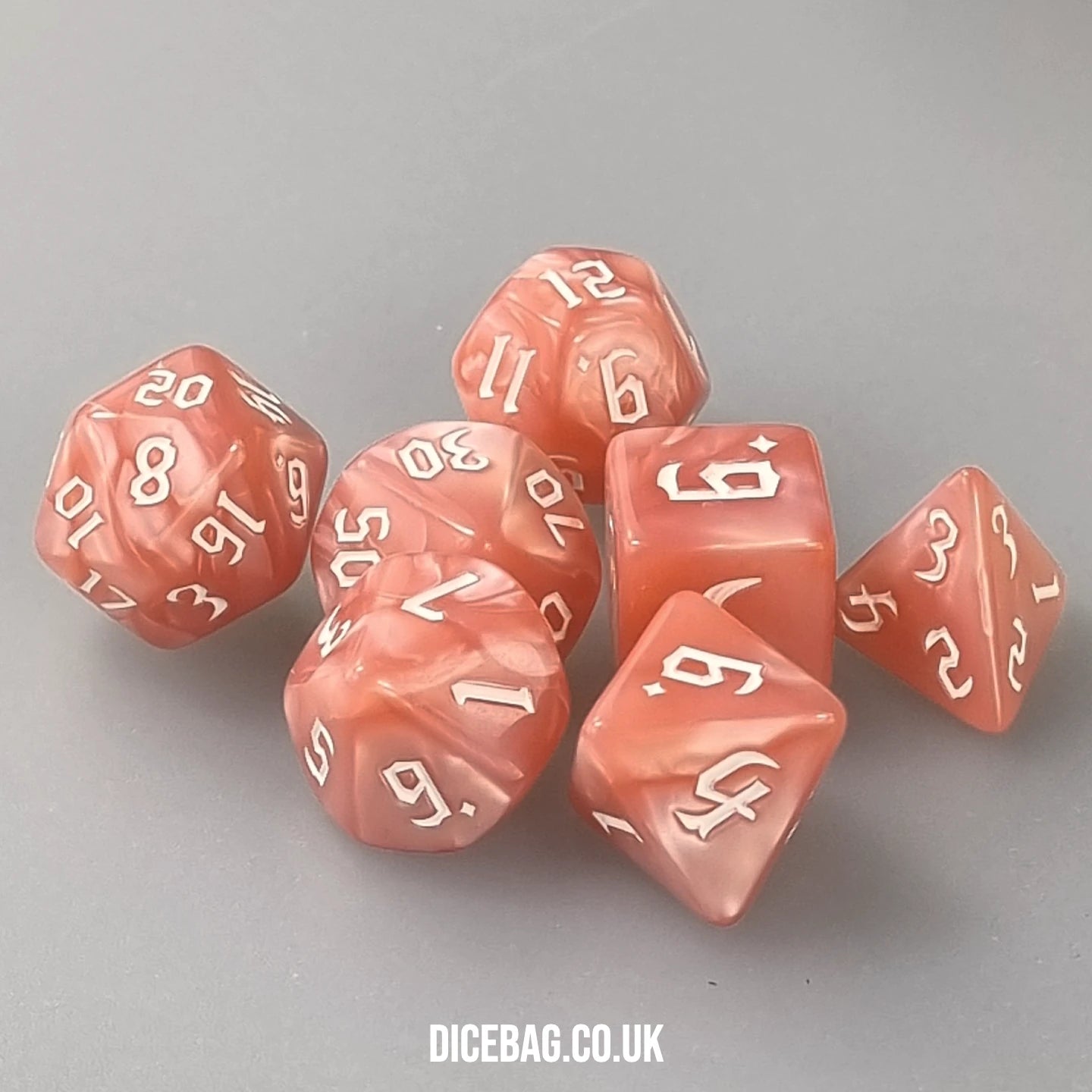 Everything's Peachy - Acrylic Dungeons & Dragons Poly Dice Set - Light Pink