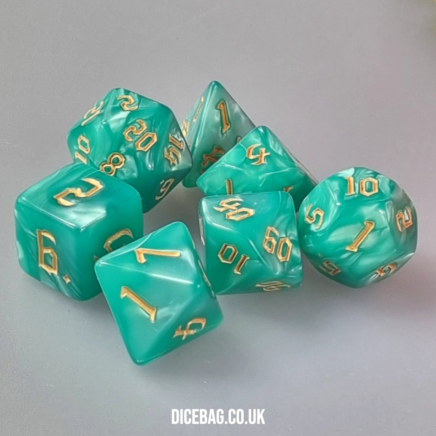 Earthen Gems - Green Acrylic Polyhedral Dungeons & Dragons Dice Set