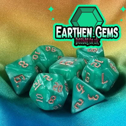 Earthen Gems - Green Acrylic Polyhedral Dungeons & Dragons Dice Set