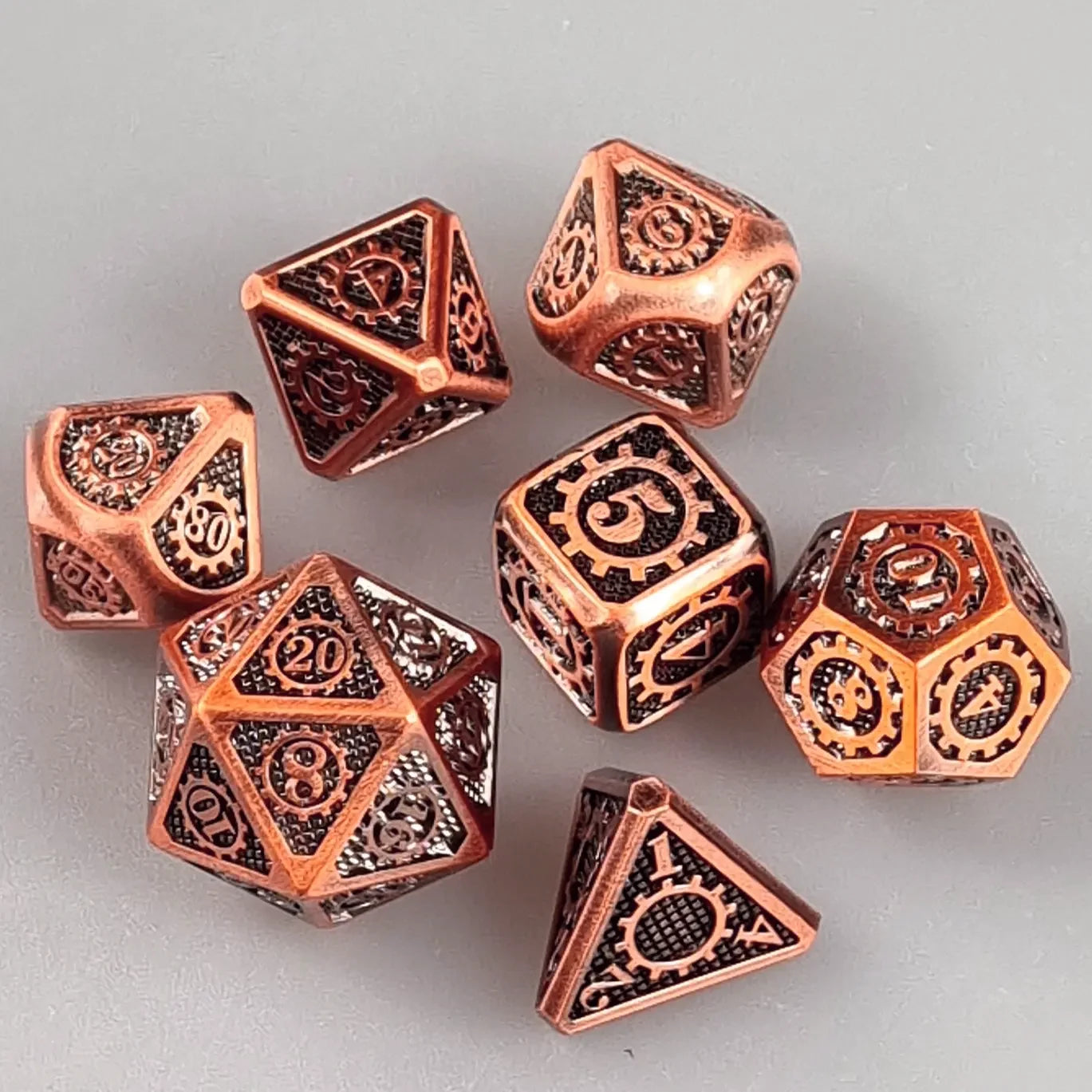 Steampunk Cogs & Gears Metal DnD Dice Set