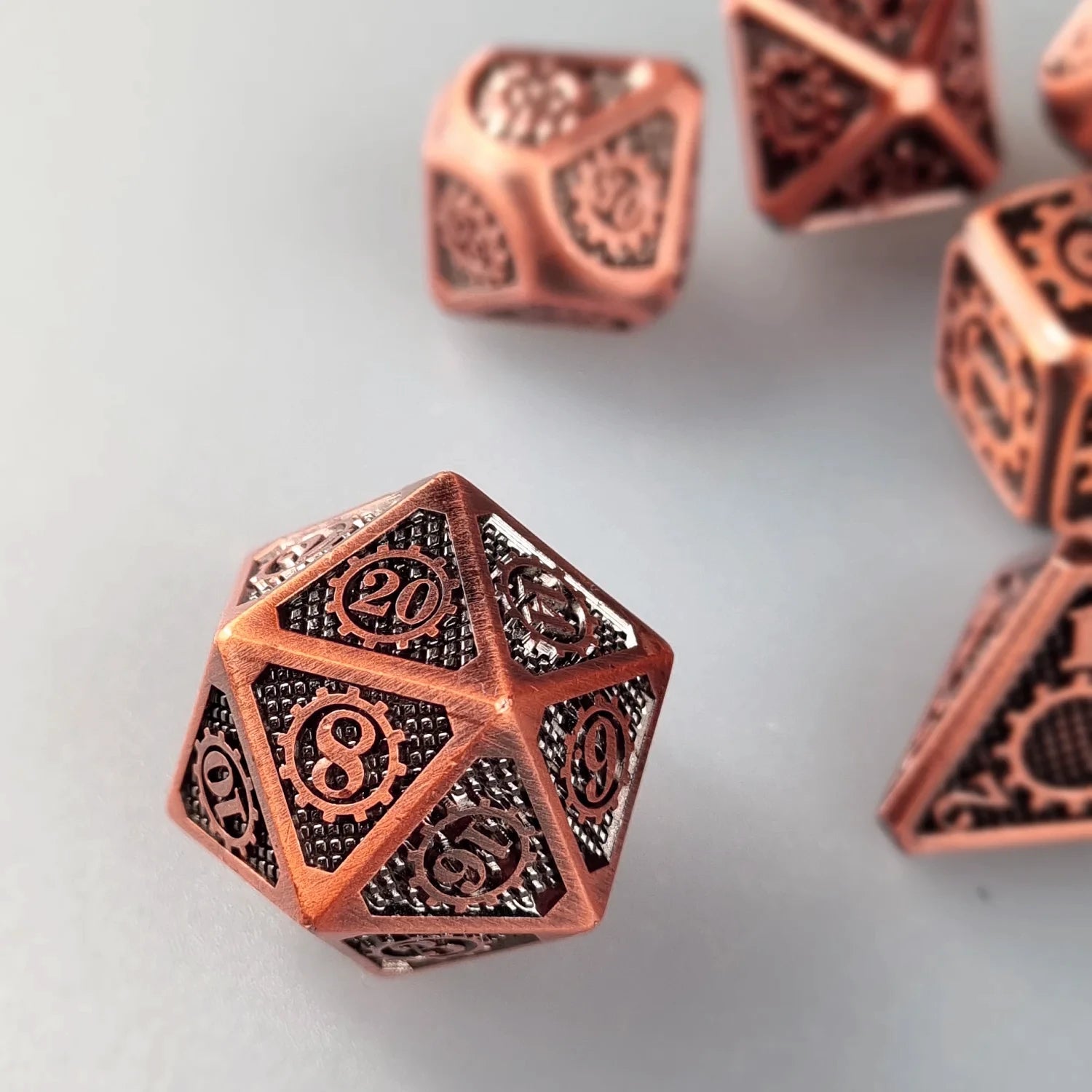 Steampunk Cogs & Gears Metal DnD Dice Set