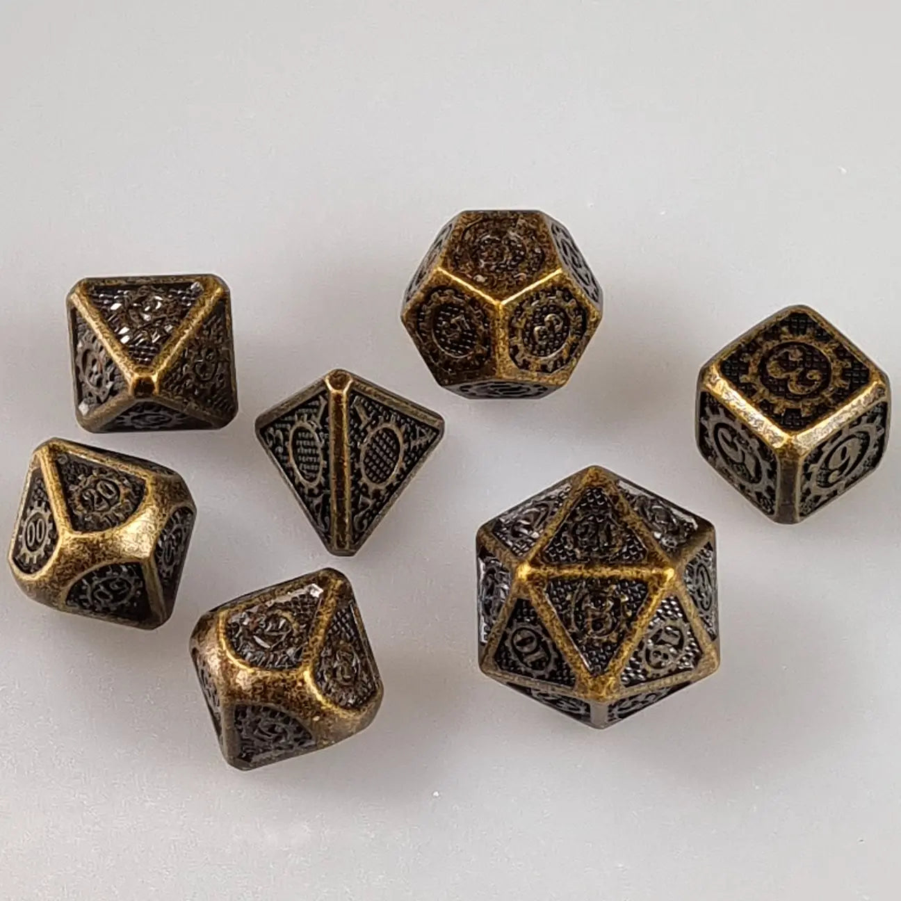 Ancient Dwarven Cogs & Gears Metal DnD Dice Set