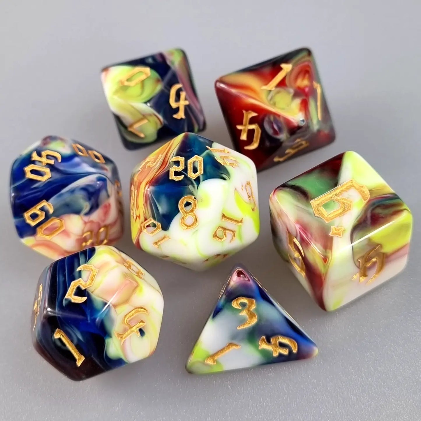 Blue Mystic Haze Dungeons & Dragons Dice Set