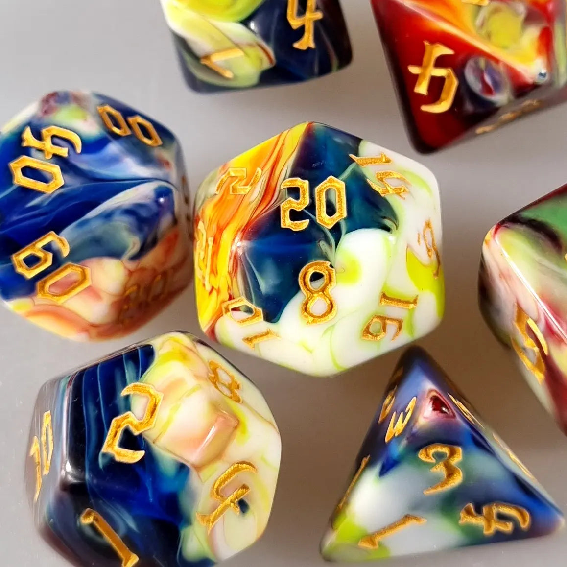 Blue Mystic Haze Dungeons & Dragons Dice Set