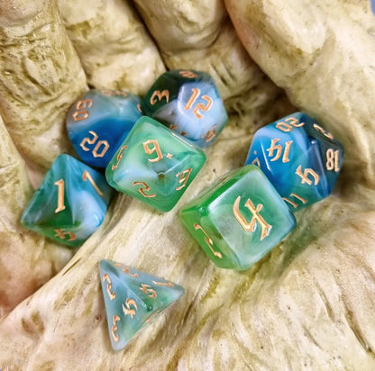 Green Mystic Haze Dungeons & Dragons Dice Set