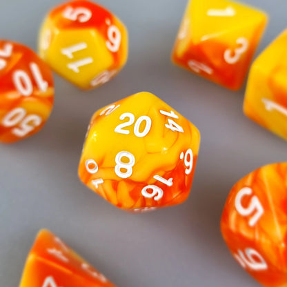 Orange & Yellow Dual Swirl Dungeons & Dragons Dice Set