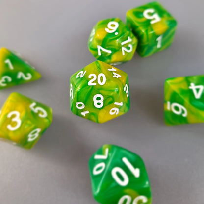 Green Dual Swirl Dungeons & Dragons Dice Set