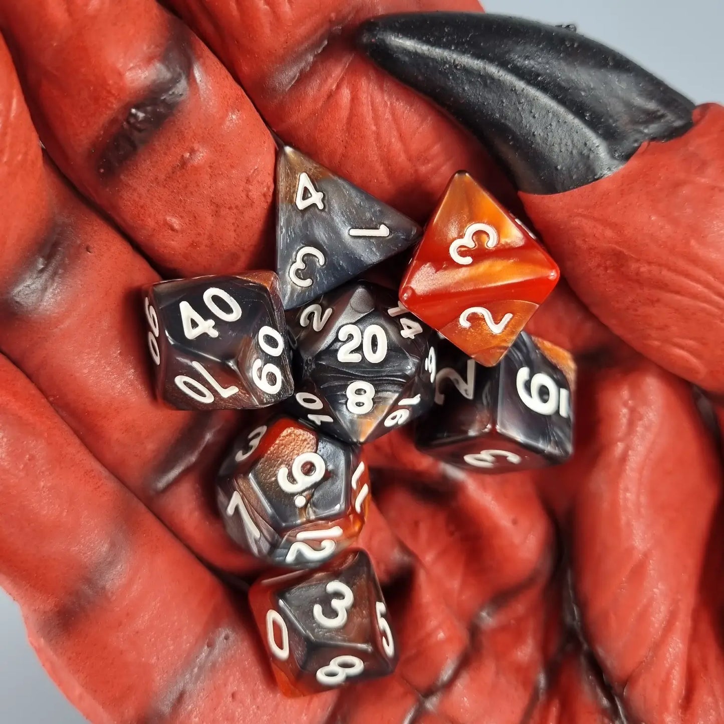 Orange & Black Dual Swirl Dungeons & Dragons Dice Set