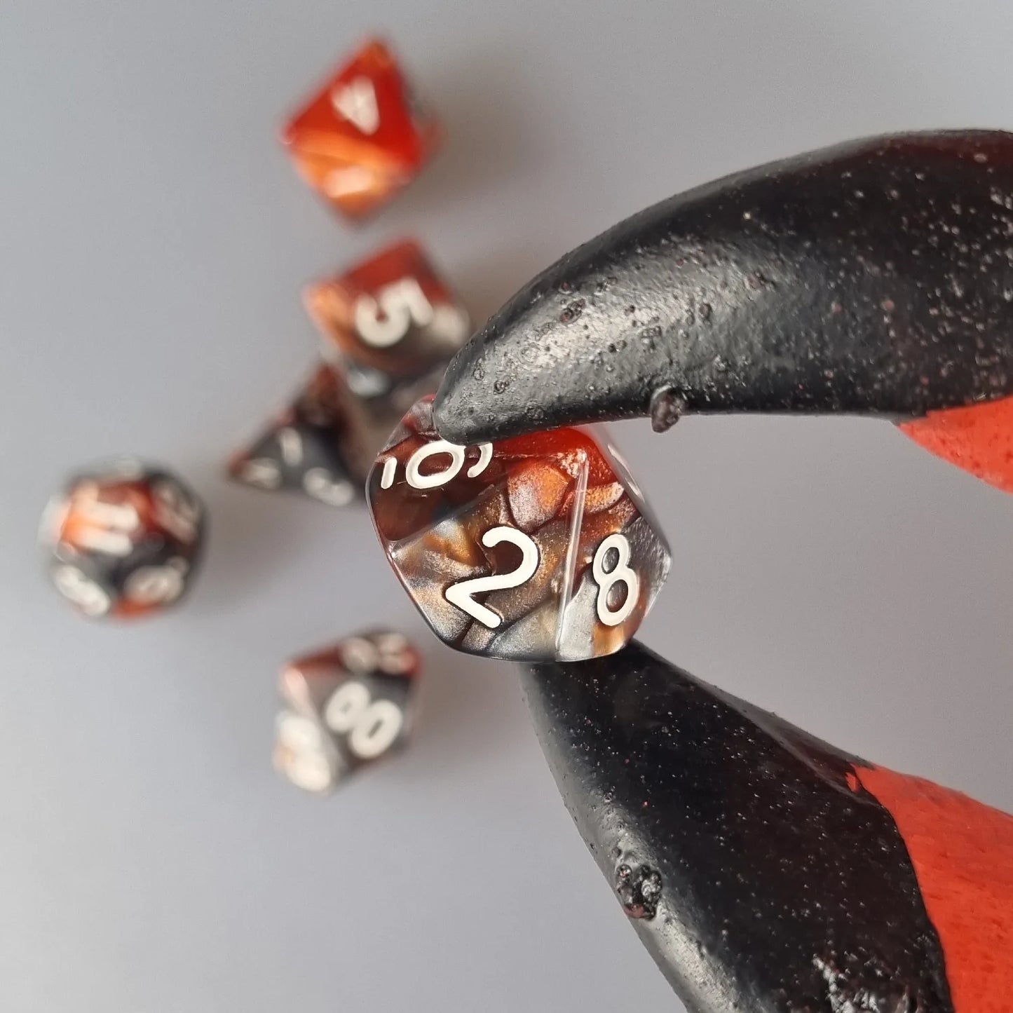 Orange & Black Dual Swirl Dungeons & Dragons Dice Set