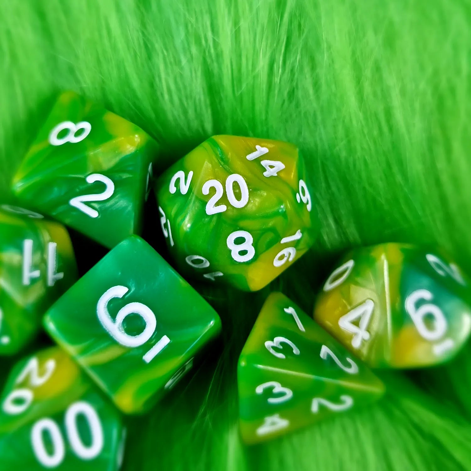 Green Dual Swirl Dungeons & Dragons Dice Set