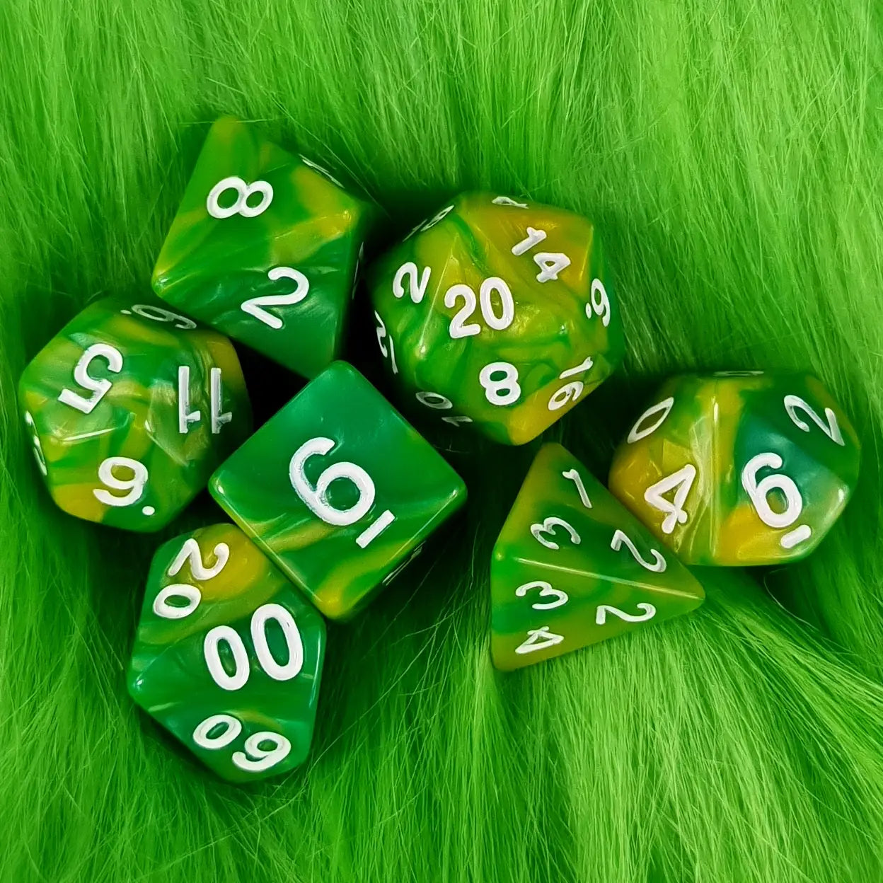 Green Dual Swirl Dungeons & Dragons Dice Set