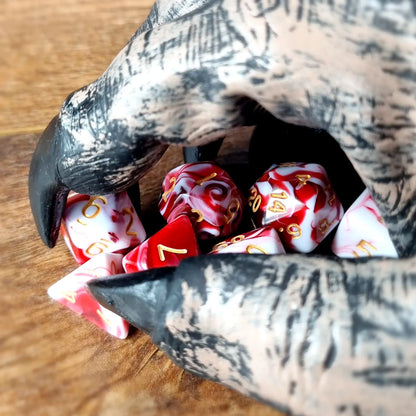 White & Red Dual Swirl Dungeons & Dragons Dice Set