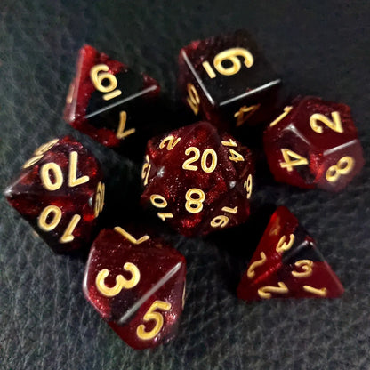 Red & Black Cosmos Dungeons & Dragons Dice Set