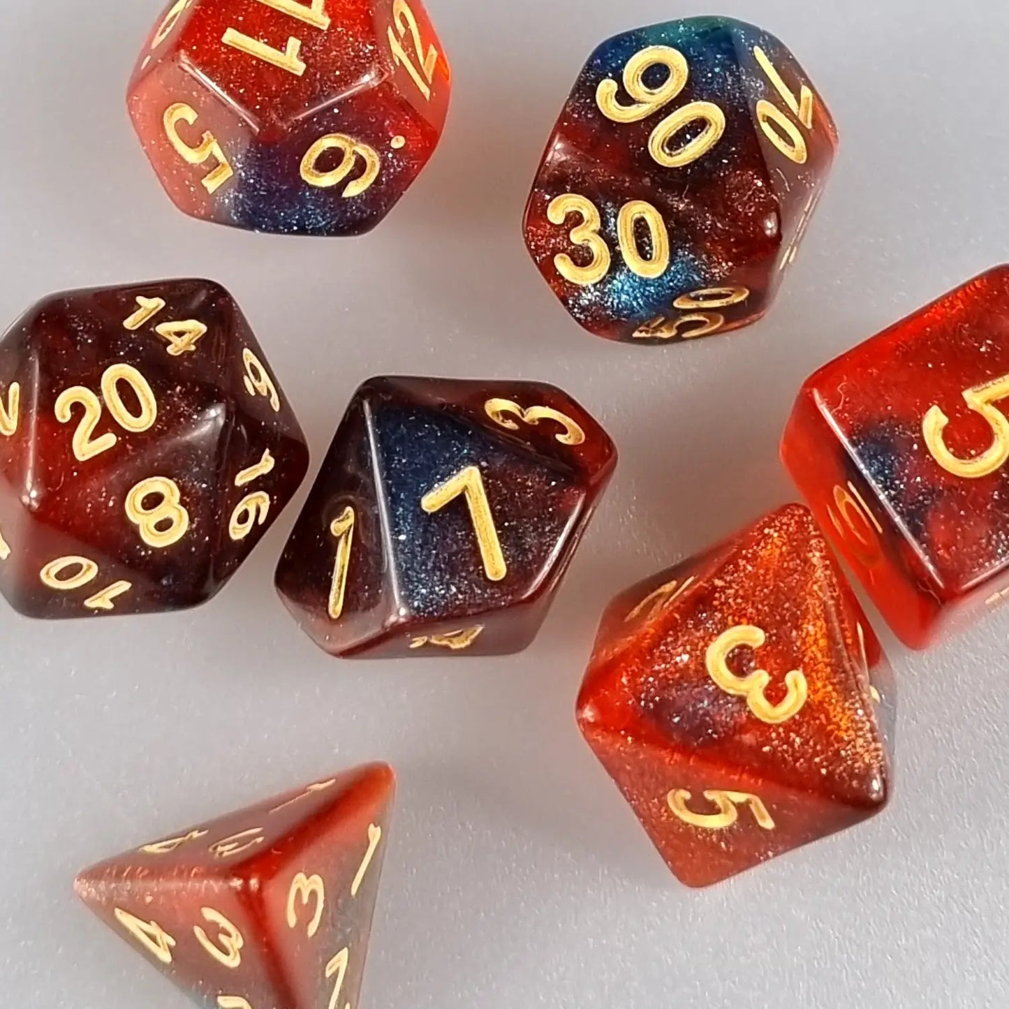 Blue & Orange Cosmos Dungeons & Dragons Dice Set