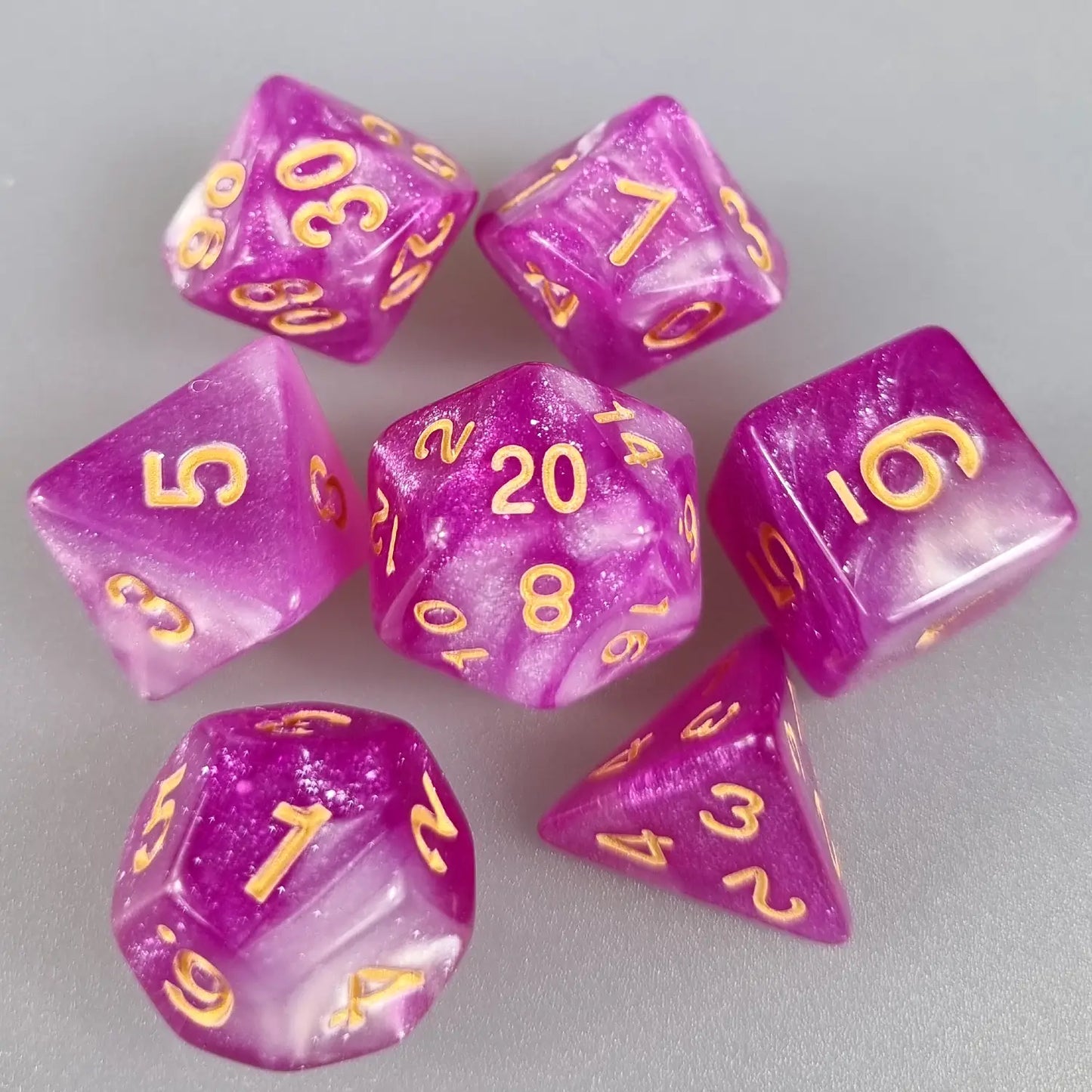 Pink & White Cosmos Dungeons & Dragons Dice Set