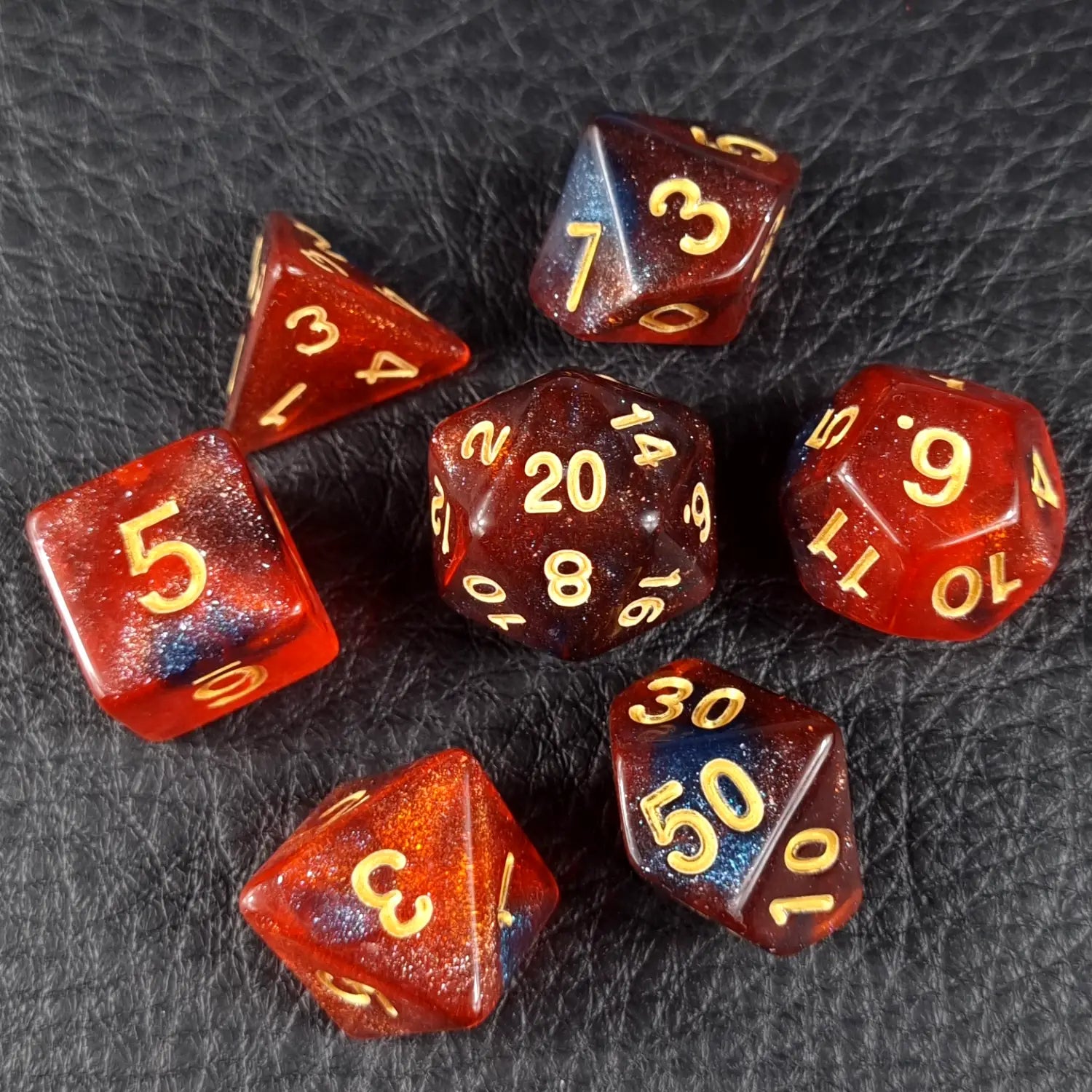 Blue & Orange Cosmos Dungeons & Dragons Dice Set