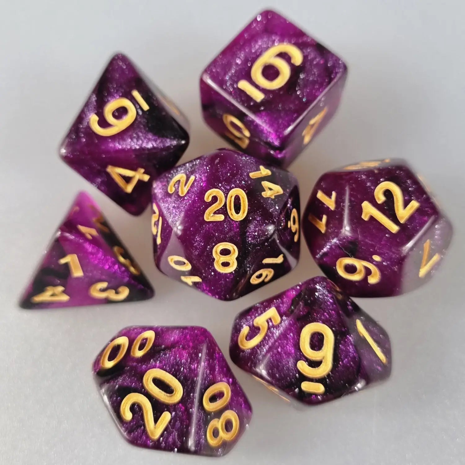 Purple & Black Cosmos Dungeons & Dragons Dice Set