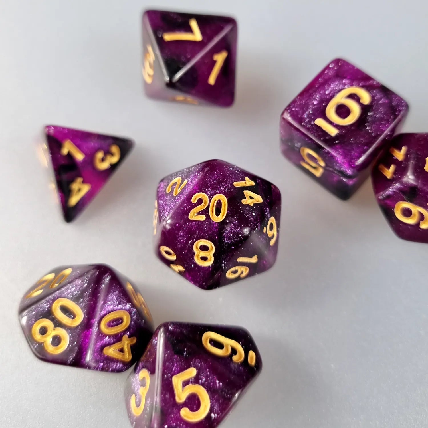 Purple & Black Cosmos Dungeons & Dragons Dice Set