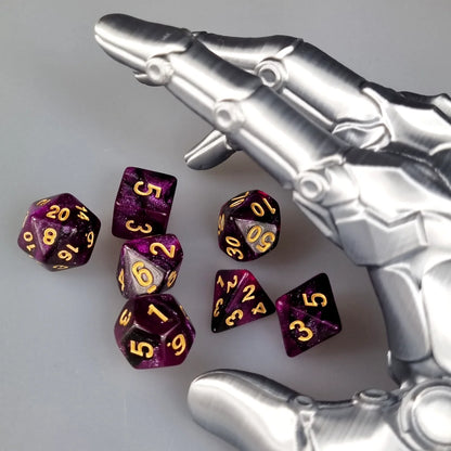 Purple & Black Cosmos Dungeons & Dragons Dice Set