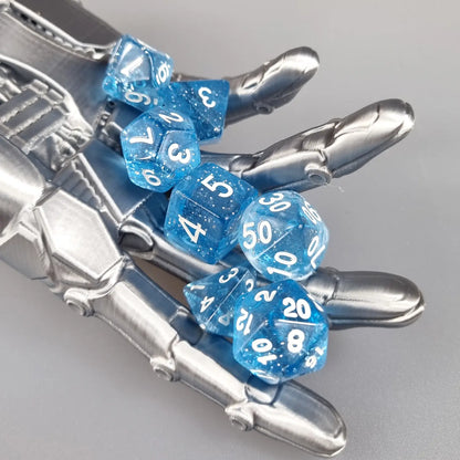 Blue Translucent Glitter Dungeons & Dragons Dice Set