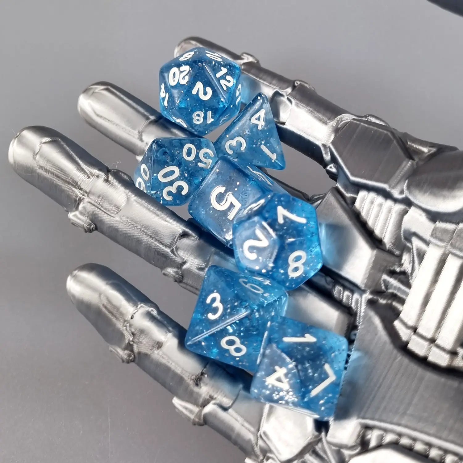 Blue Translucent Glitter Dungeons & Dragons Dice Set