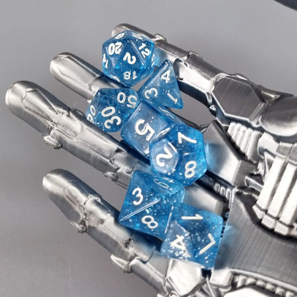 Blue Translucent Glitter Dungeons & Dragons Dice Set