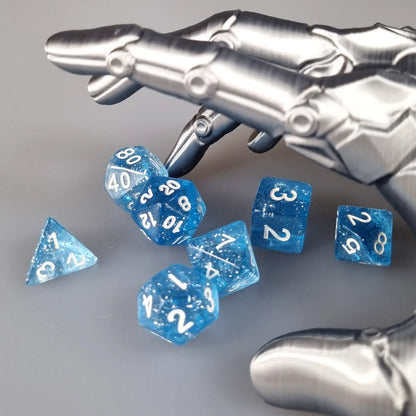 Blue Translucent Glitter Dungeons & Dragons Dice Set