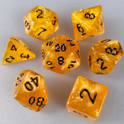 Yellow Translucent Glitter Dungeons & Dragons Dice Set