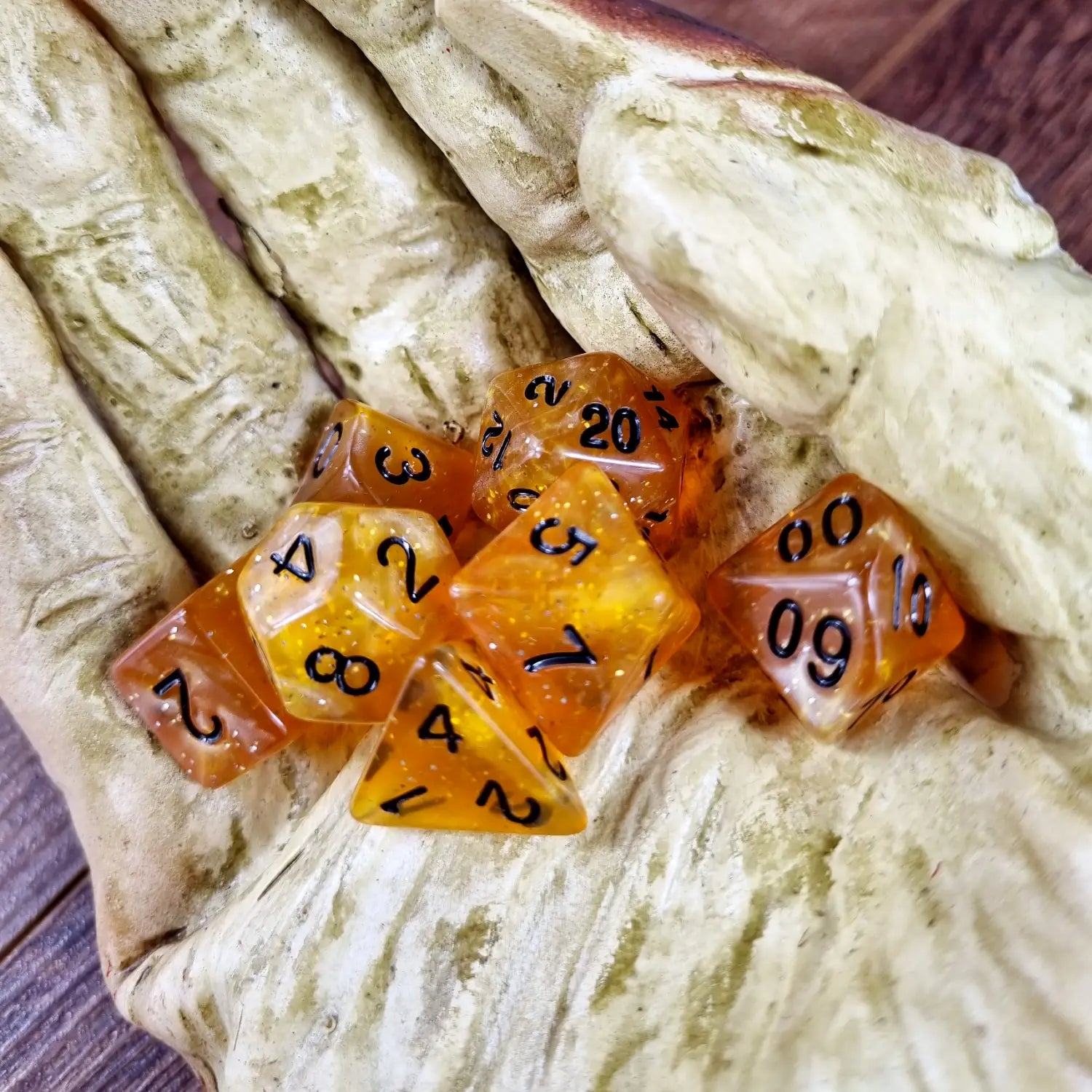 Yellow Translucent Glitter Dungeons & Dragons Dice Set