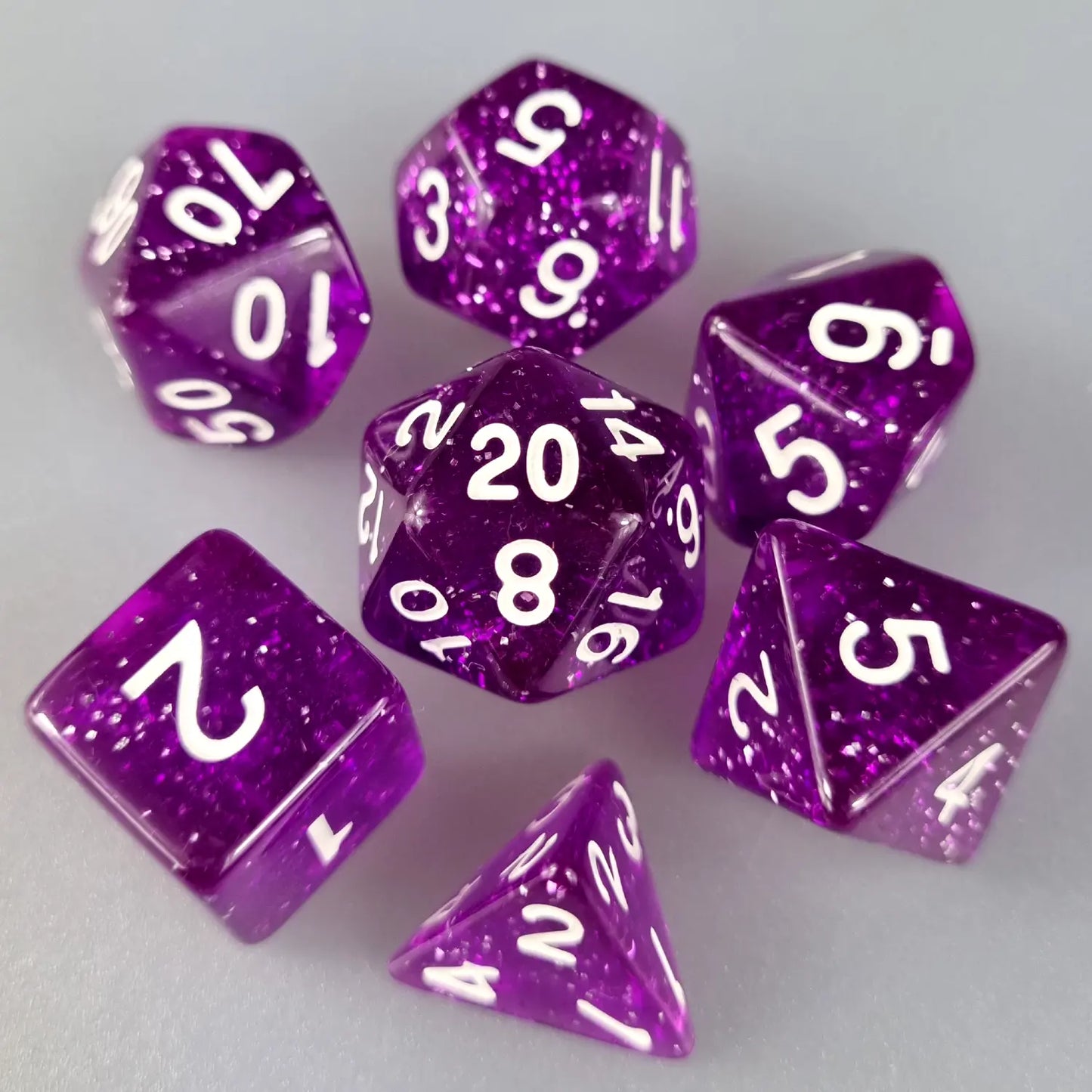 Purple Translucent Glitter Dungeons & Dragons Dice Set