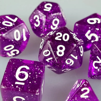 Purple Translucent Glitter Dungeons & Dragons Dice Set