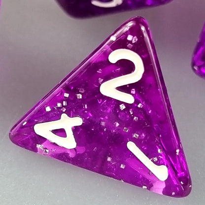 Purple Translucent Glitter Dungeons & Dragons Dice Set