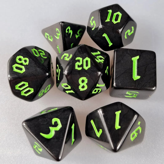 Black & Green Dungeons & Dragons Dice Set