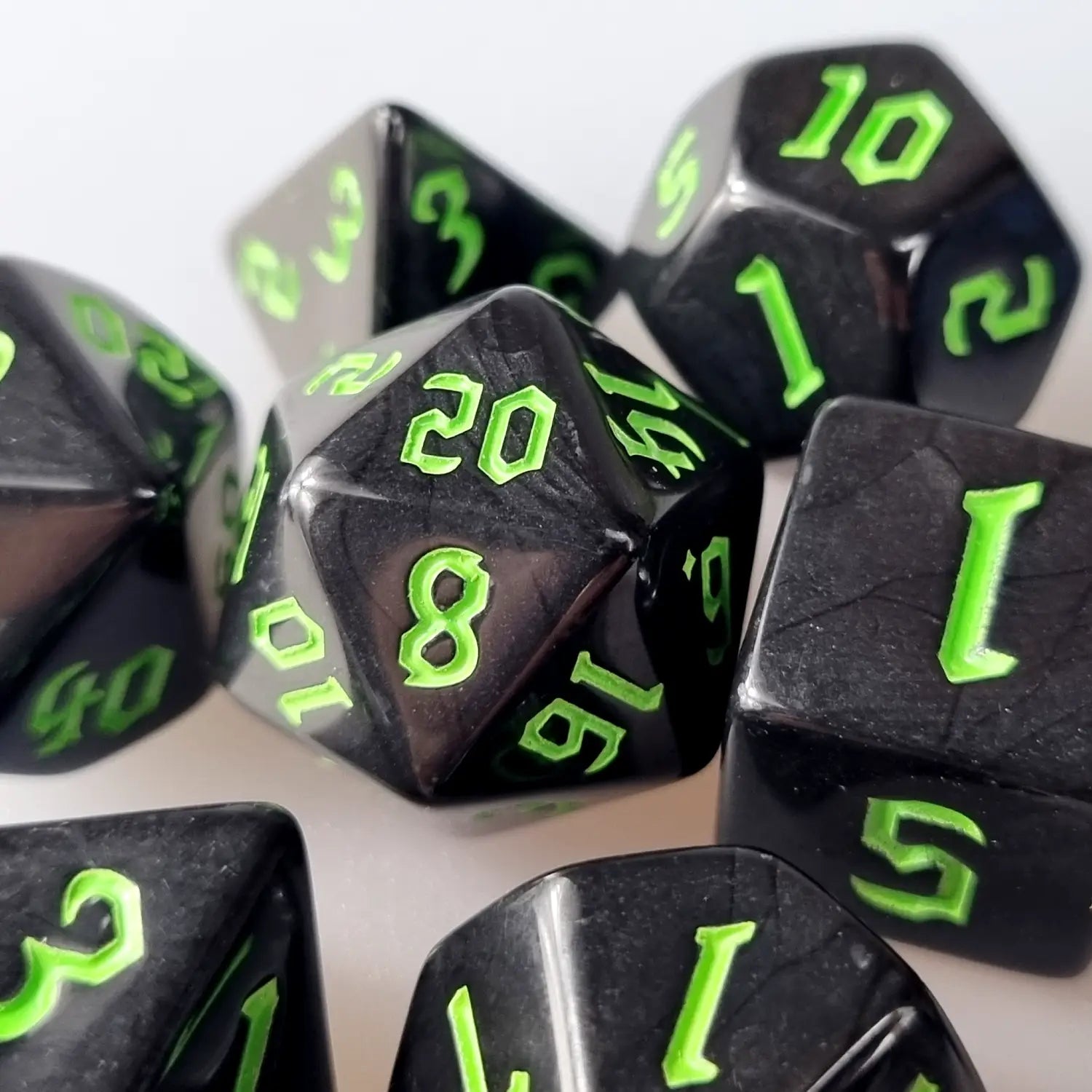 Black & Green Dungeons & Dragons Dice Set