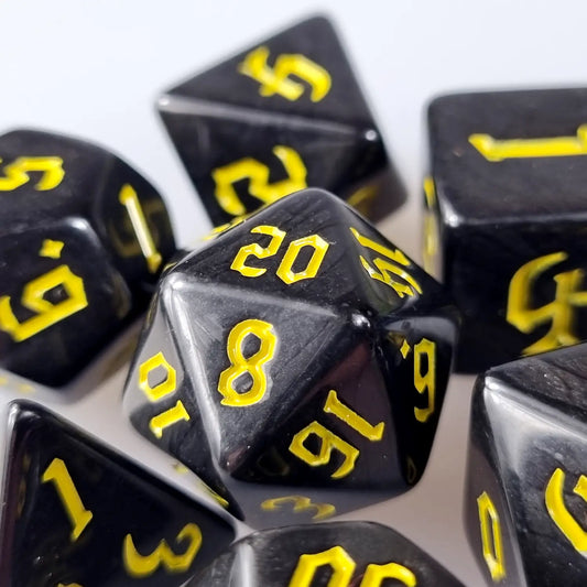 Black & Yellow Dungeons & Dragons Dice Set