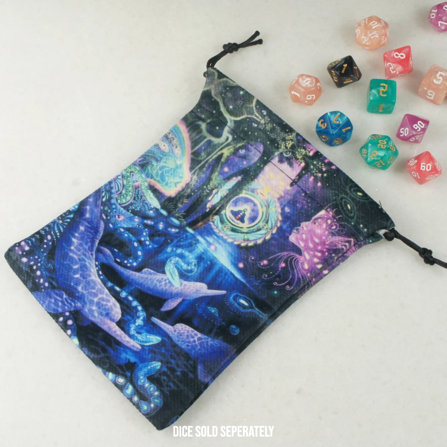 Enchanted Jungle River Fantasy Drawstring Dice Bag